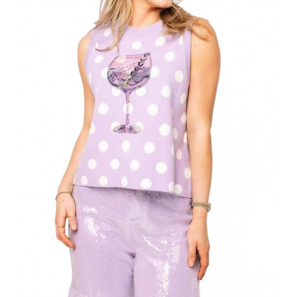 QUEEN OF SPARKLES Lavender Polka Dot Cocktail Sleeveless Knit Tank